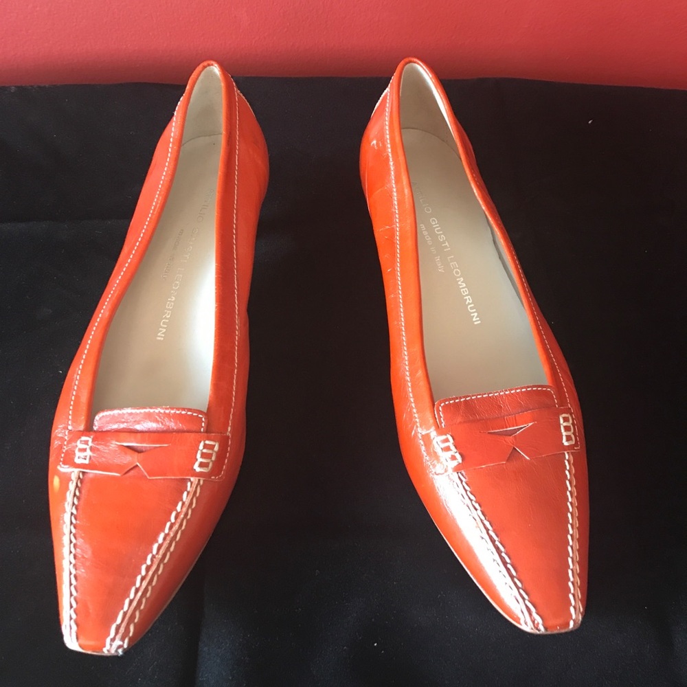 Attilo G Leombruni - orange leather kitten heel